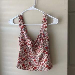 A&F floral ruched tank top